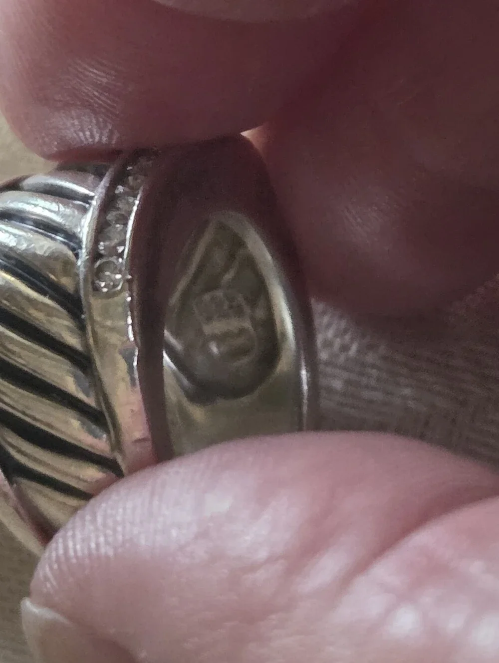 David Yurman Diamond Cable Cigar Band Ring, SS, Size 7